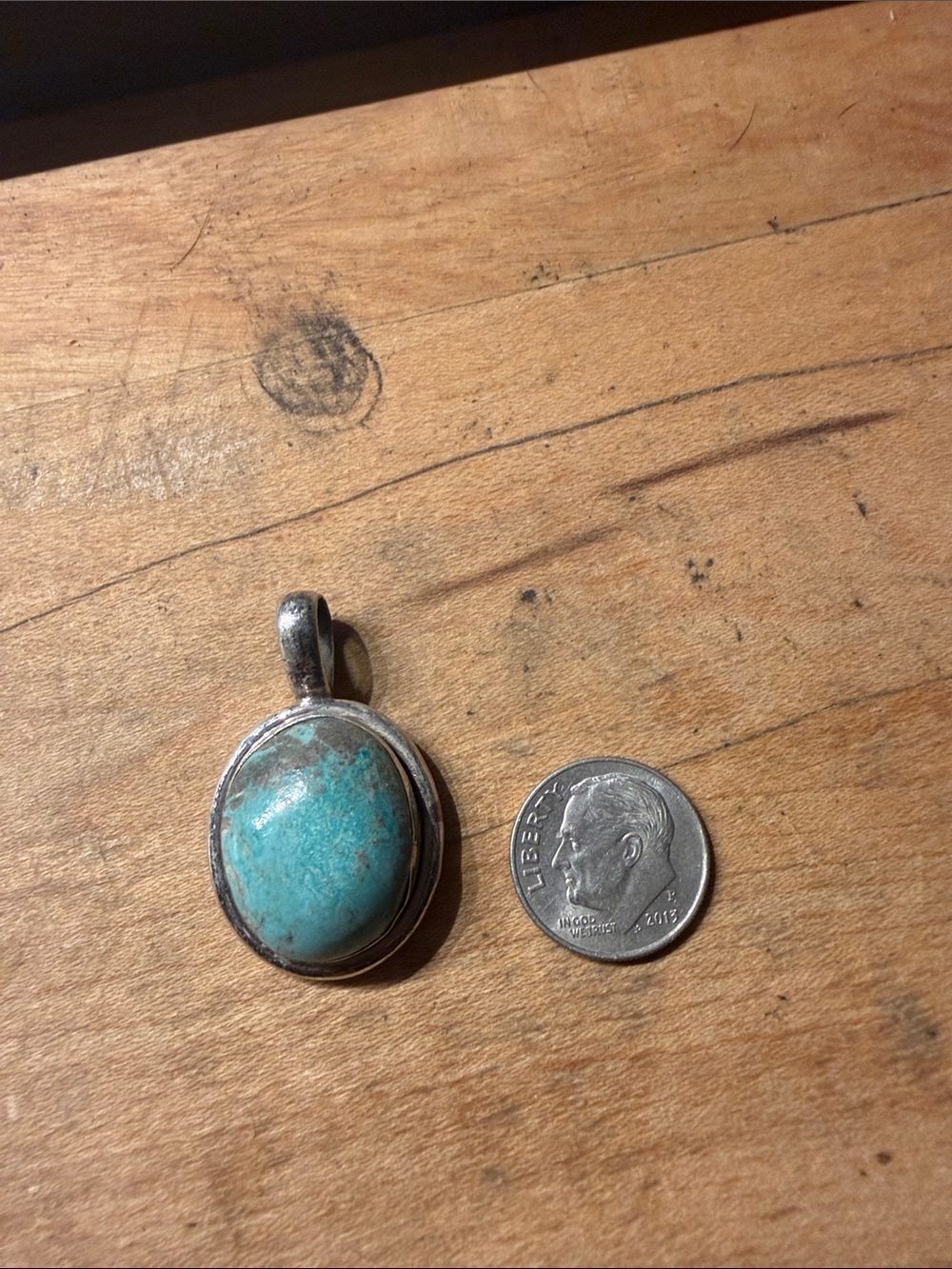 Artisan handmade sterling silver Turquoise Oval pendant
